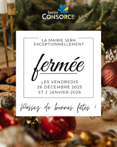 fermeture mairie noël 2025